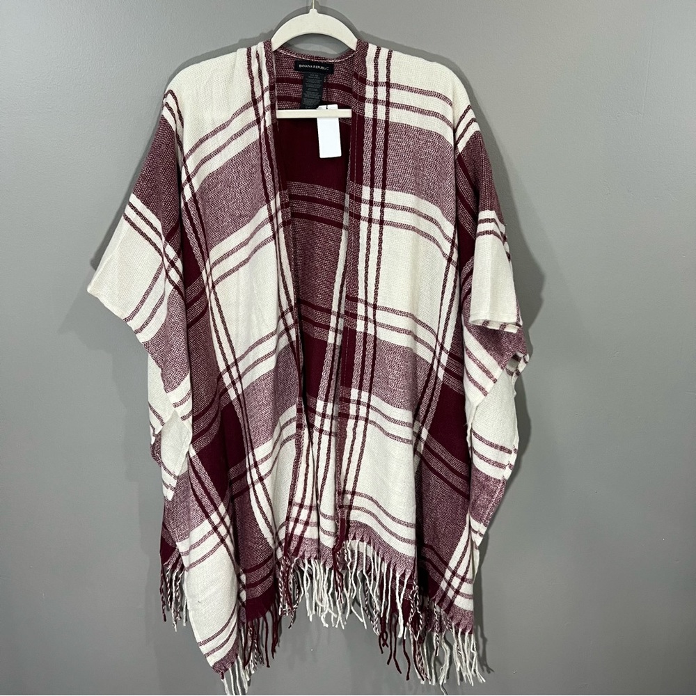 BANANA REPUBLIC cashmere blend wrap in mariana plaid red (OS) NWT